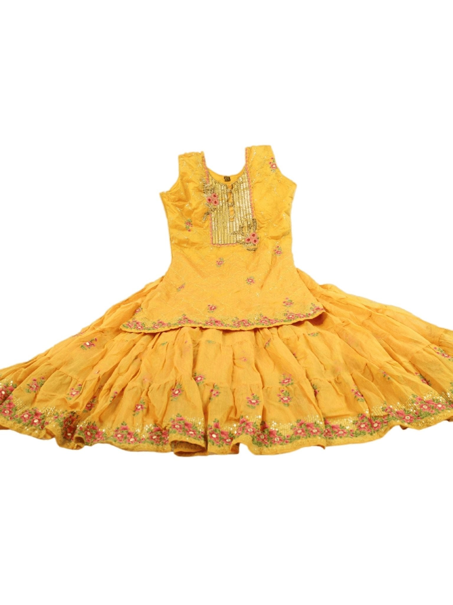 Mirror And Embroidery Work Chanderi Silk Long Flared Gown - JCS Fashions