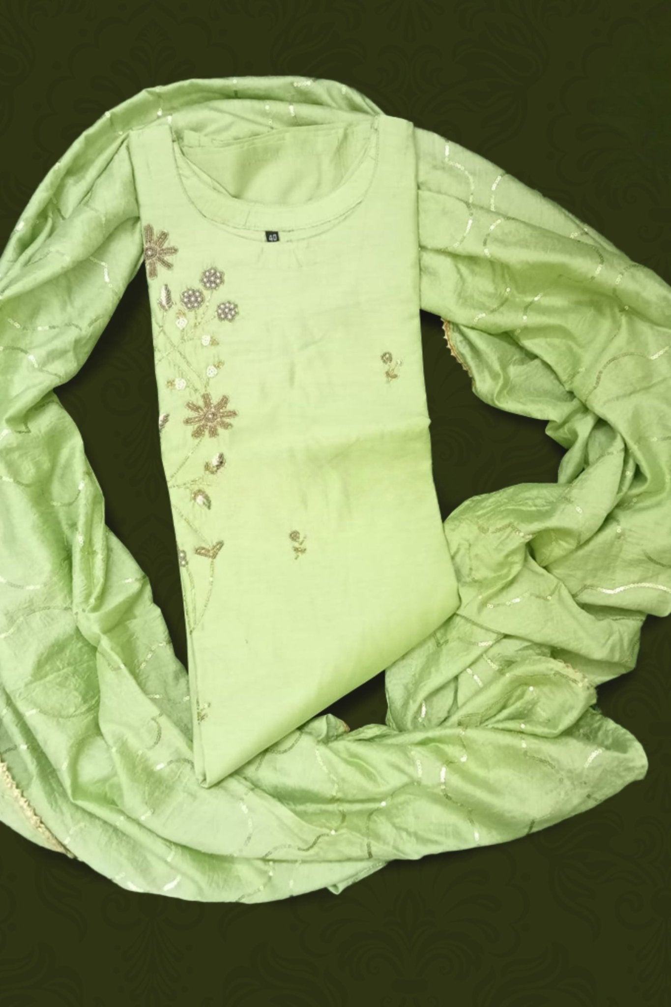 Modal silk kurti/fine quality long straight pattern heavy hand work - JCS Fashions