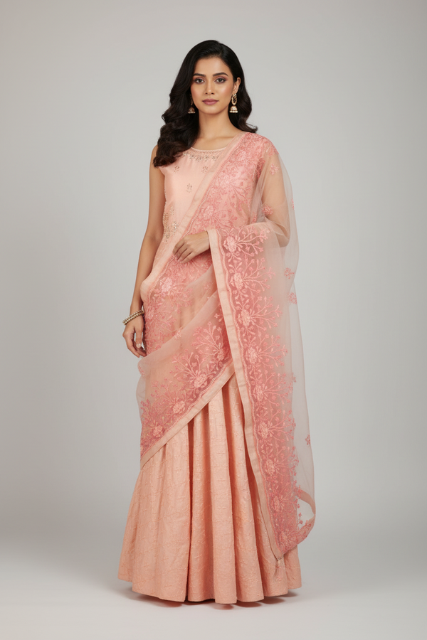 Long Kurti Gown – Modal Silk with Stone & Embroidery