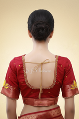 Mustard Yellow Korvai Semi-Silk Saree With Maggam Work Blouse