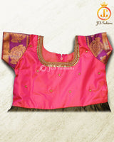 New Indian designer banarsi Girls Silk frock with gold border GIRLS JCS Fashions