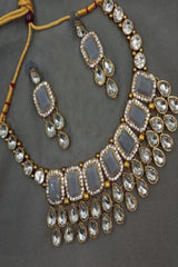 Gold-Plated Fancy Jewelry Set with Cubic Zirconia - JCS Fashions Jewelry JCS Fashions Grey 7 inch