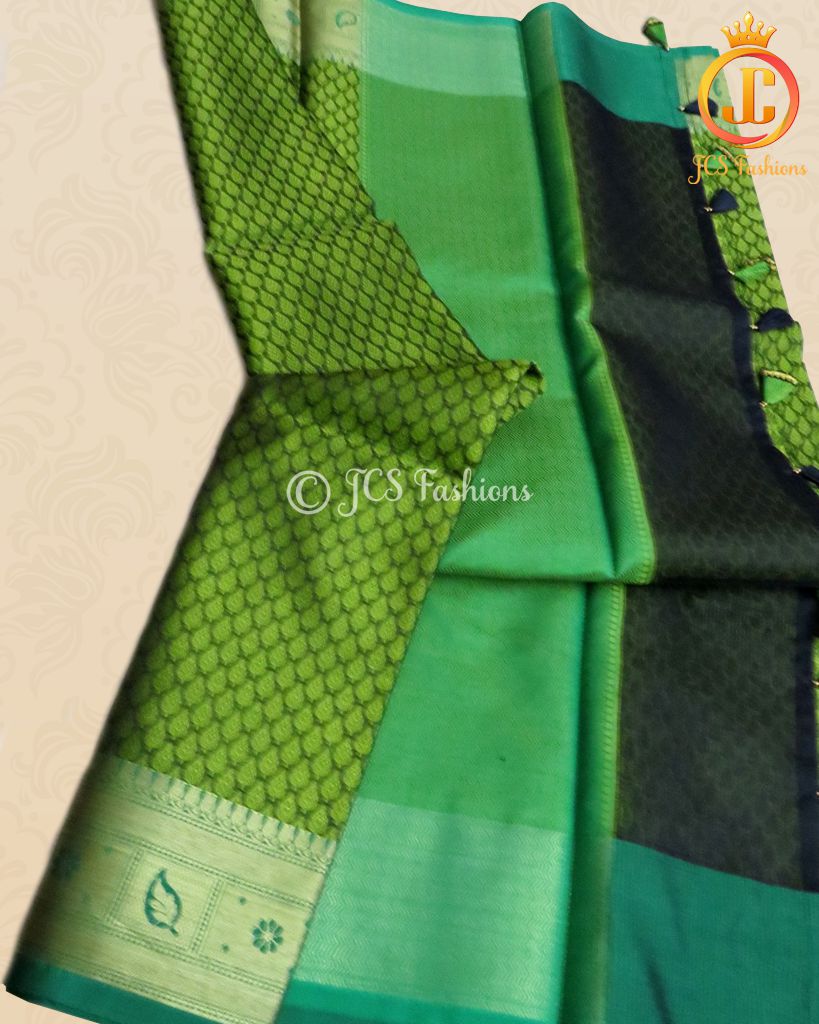 Olive green Kora Muslin Saree with ready to wear designer Blouse SAREE JCS Fashions