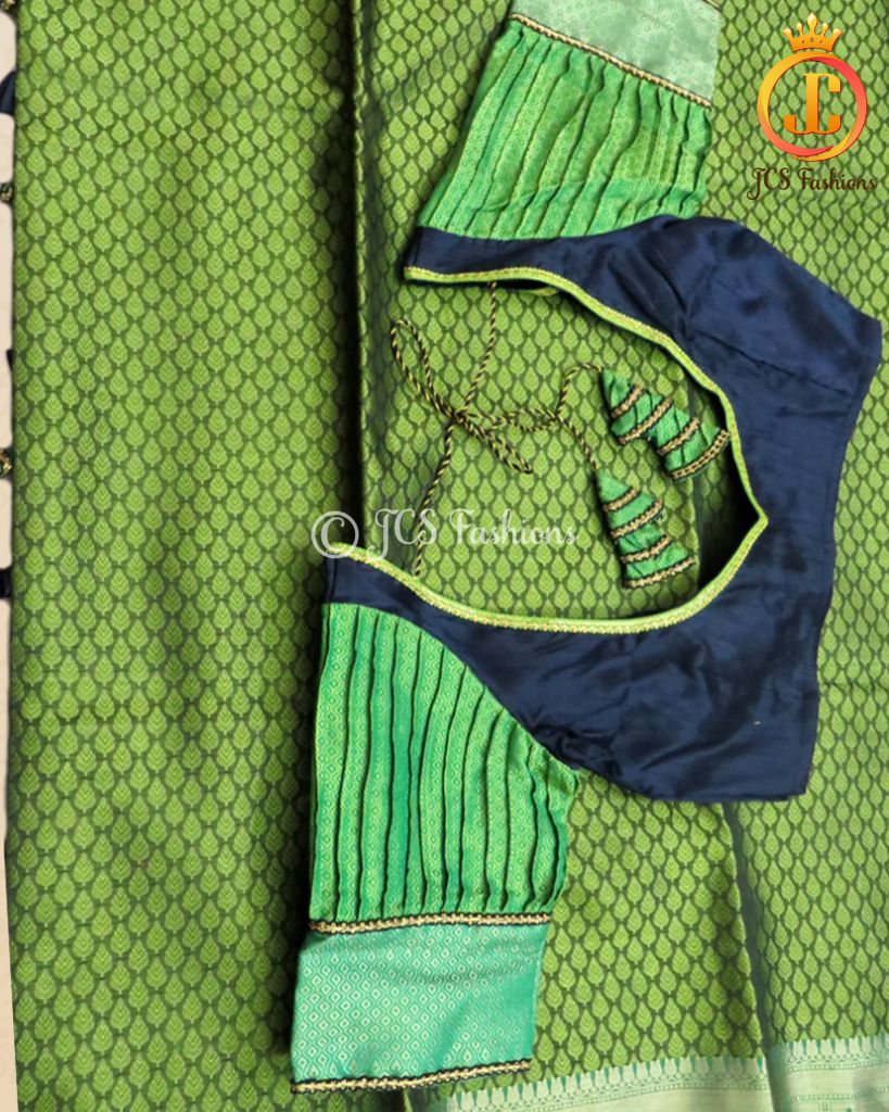 Olive green Kora Muslin Saree with ready to wear designer Blouse SAREE JCS Fashions