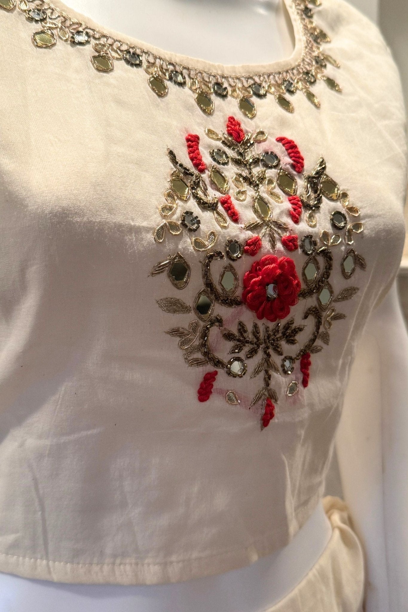 One-of-a-kind Crop top with jacket and skirt with sequins work Lehenga JCS Fashions