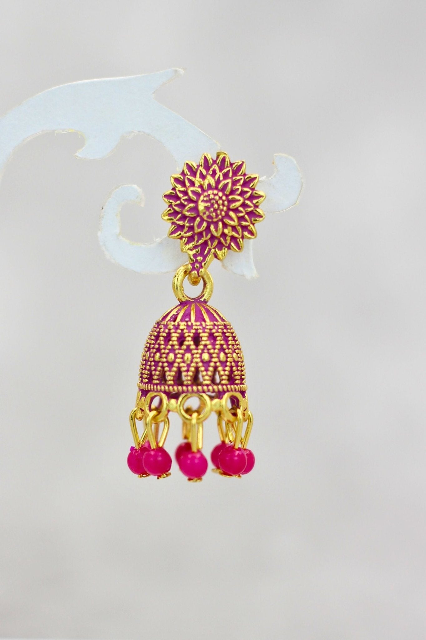 Opulent Gold Plated Jhumkas with Pearls - Durable & Elegant Earrings Jewelry JCS Fashions