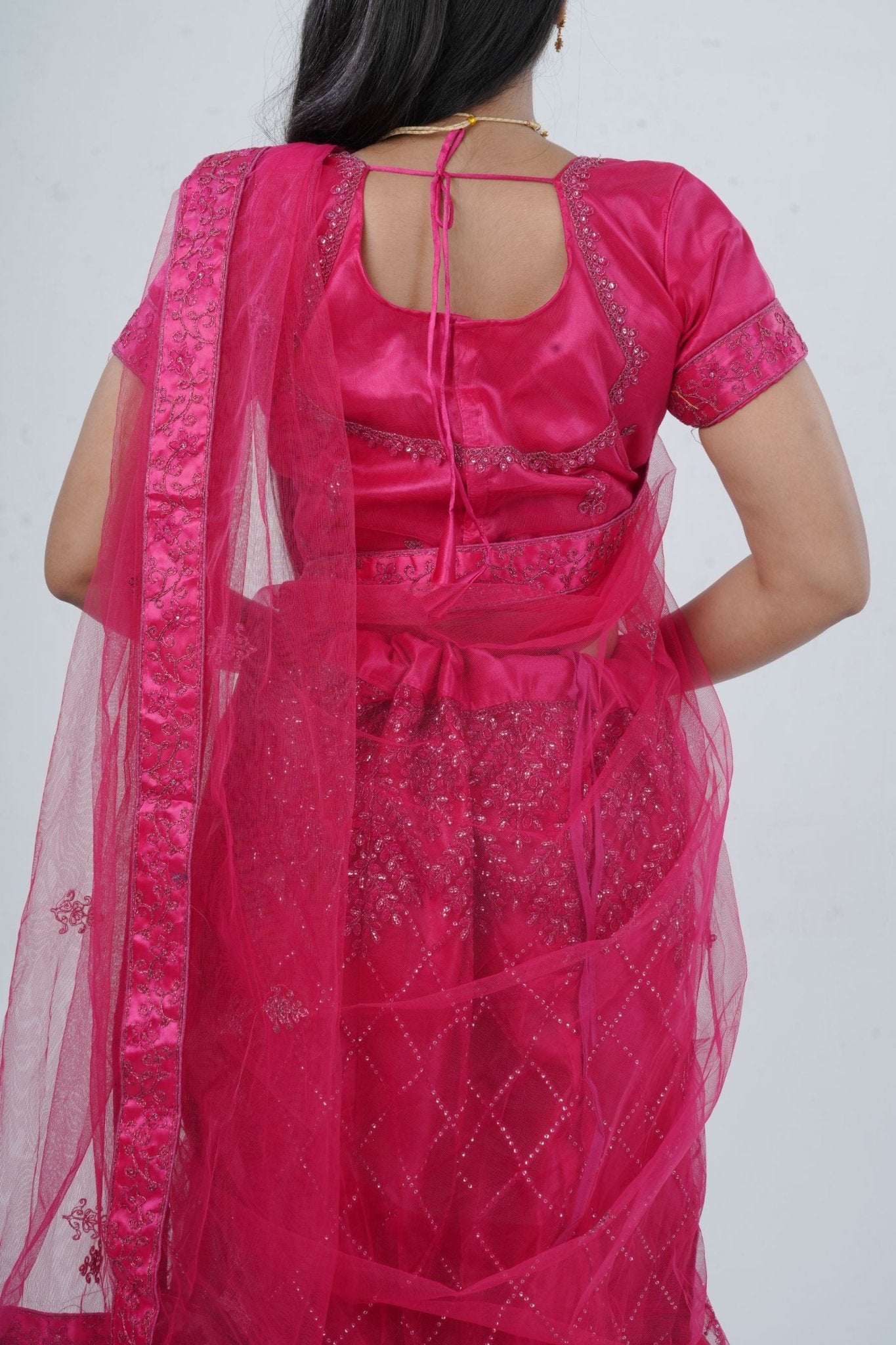 Opulent Soft Net Lehenga with Sequined Crop Top - Pink LEHENGA JCS Fashions