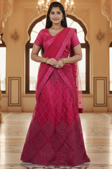 Opulent Soft Net Lehenga with Sequined Crop Top - Pink
