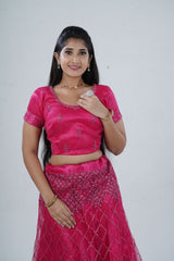 Opulent Soft Net Lehenga with Sequined Crop Top - Pink LEHENGA JCS Fashions