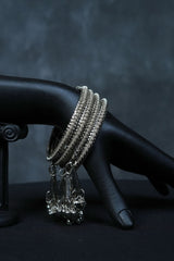 Oxidized White Metal Bangles with Hangings - Set of 2 | JCS Fashions Jewelry JCS Fashions Silver 2.40