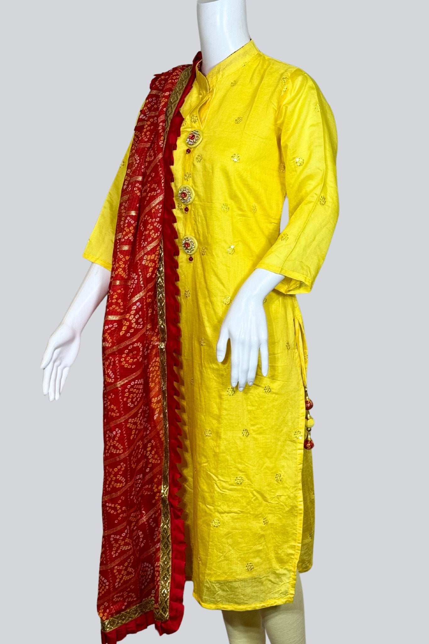 Party-Ready Art Silk Kurti and Ghatchola Dupatta Set - JCSFashions Kurti JCS Fashions Yellow Small (36)