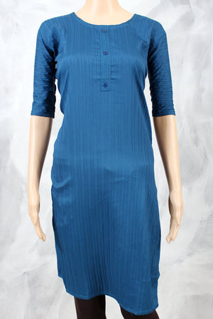 Blue Rayon Kurti – Popcorn Fabric Lightweight Daily Wear