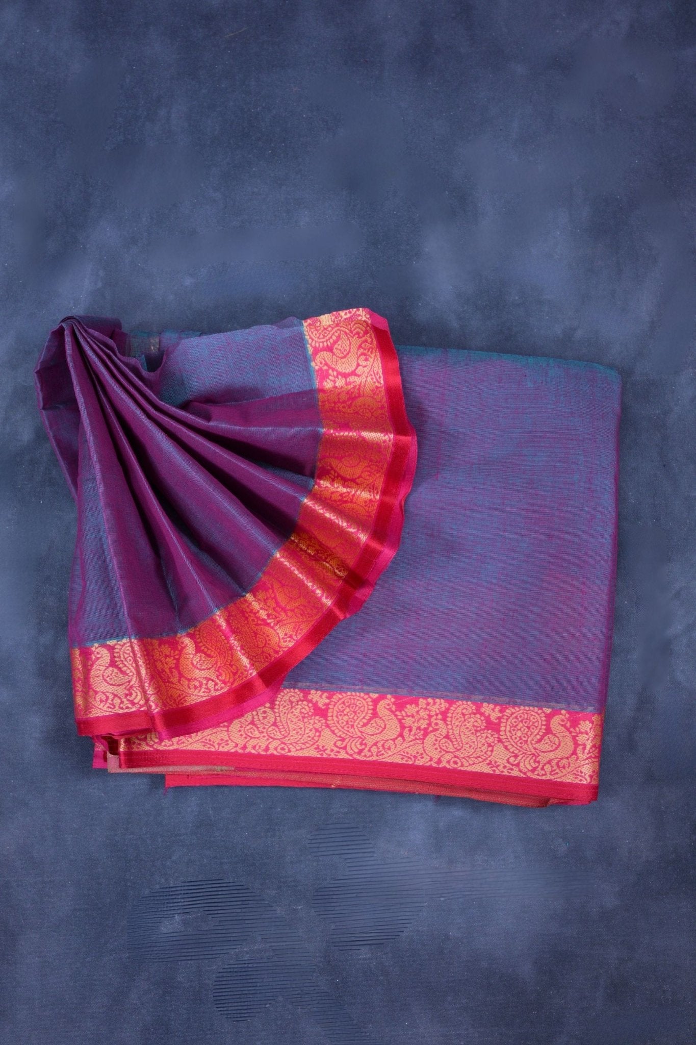 Premium 6 3/4 Yard Cotton Saree with Rich Pallu - Ethnic Elegance Saree JCS Fashions Purple/Red 5.5 meters