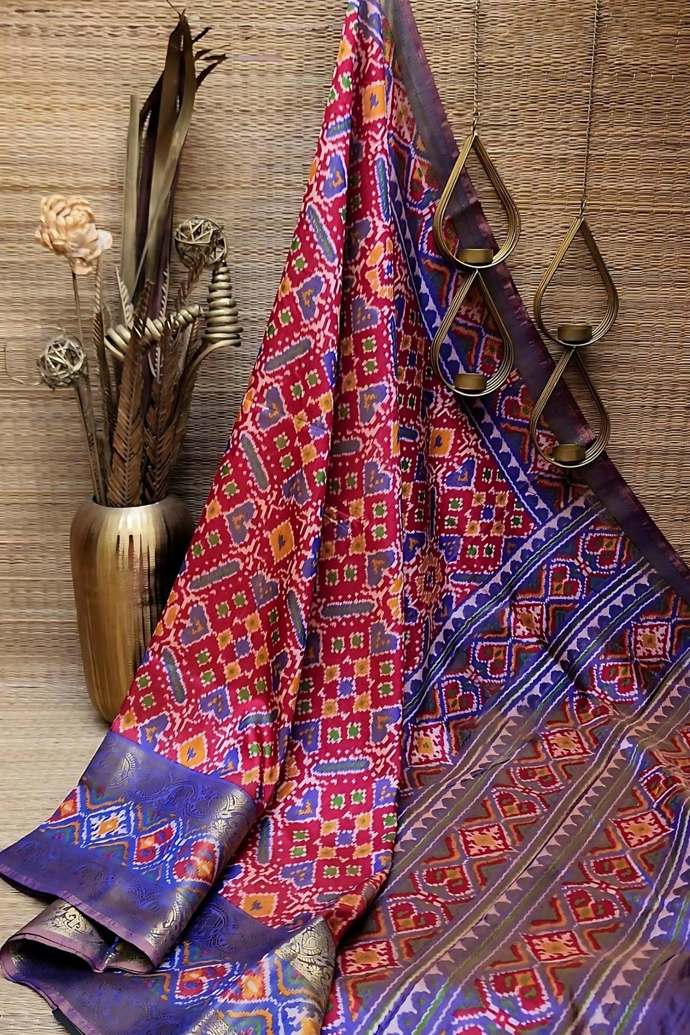 Premium Buttersilk Patola Saree with Aari Work Blouse - JCSFashion Saree JCS Fashions