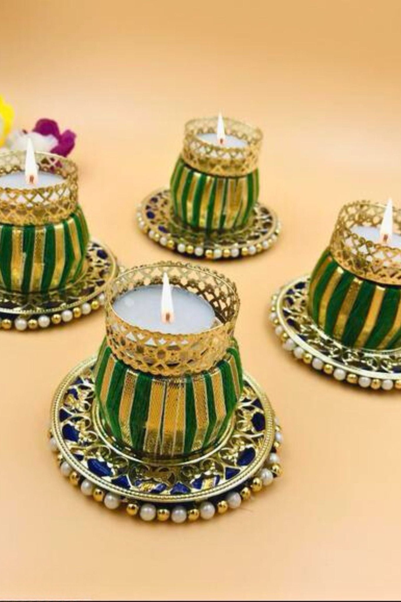 Premium Metal Tealight Candle Holders by JCSFashions Gift JCS Fashions Green 8 * 6 * 8