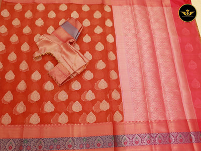 Premium Organza Pattu Saree, Allover Weaving, Big Butta Design SAREE JCS Fashions