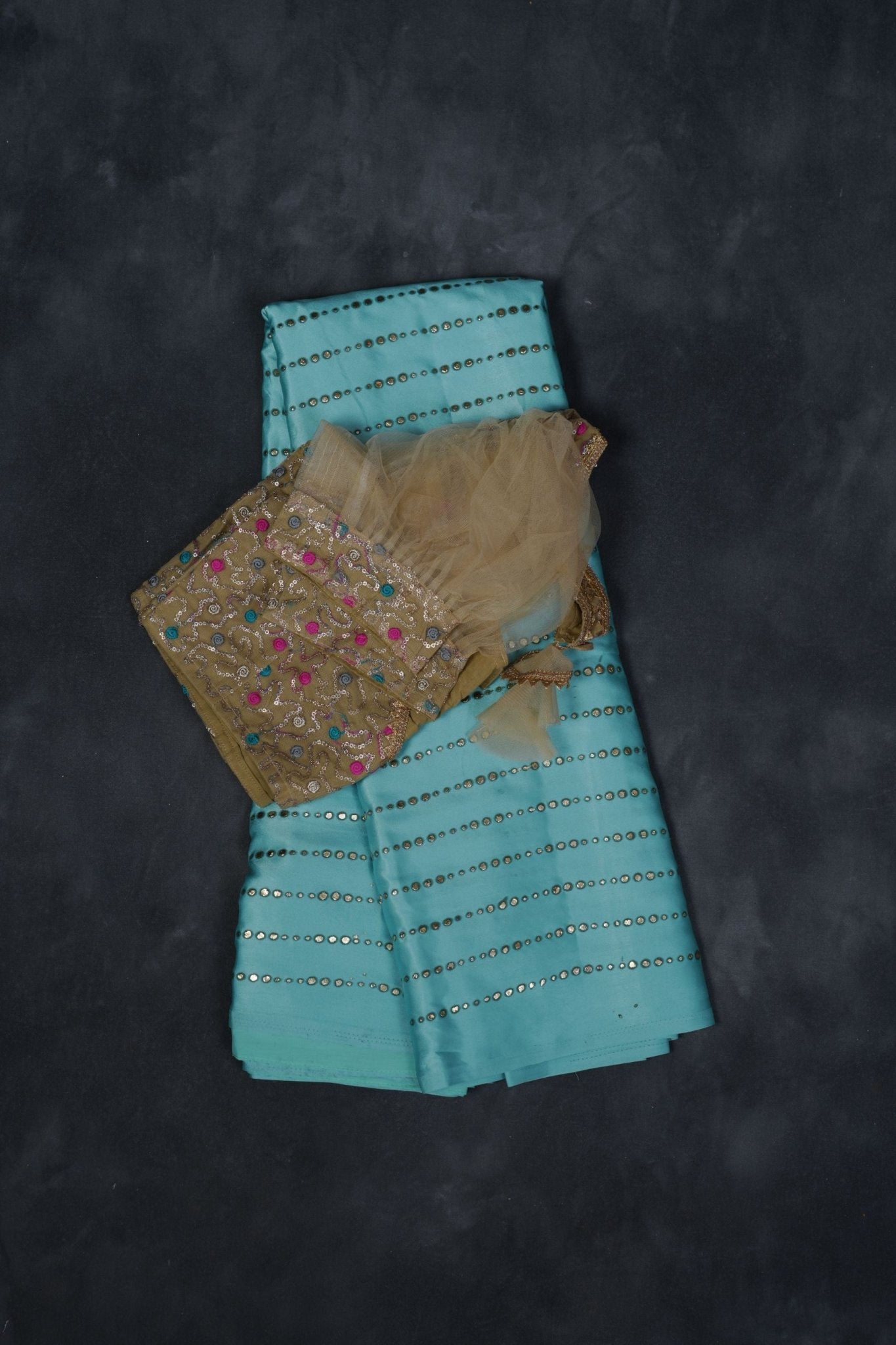 Premium Quality Satin Crêpe Saree With Fully Stitched Blouse SAREE JCS Fashions Green 5.5 meters