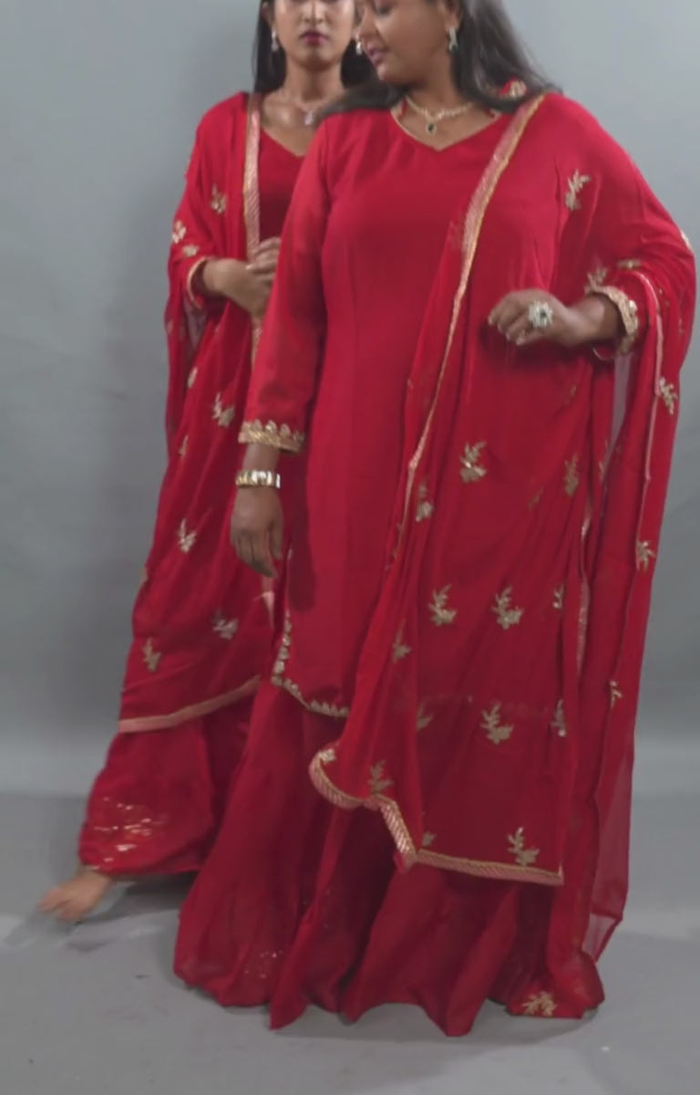 Enchanted Georgette Sharara Suit with Rich Embroidery and Sequin Details KURTI JCS Fashions