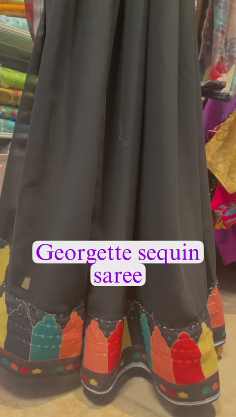 Georgette Sequence Saree - Unleash Glamour with JCSFashions Saree JCS Fashions