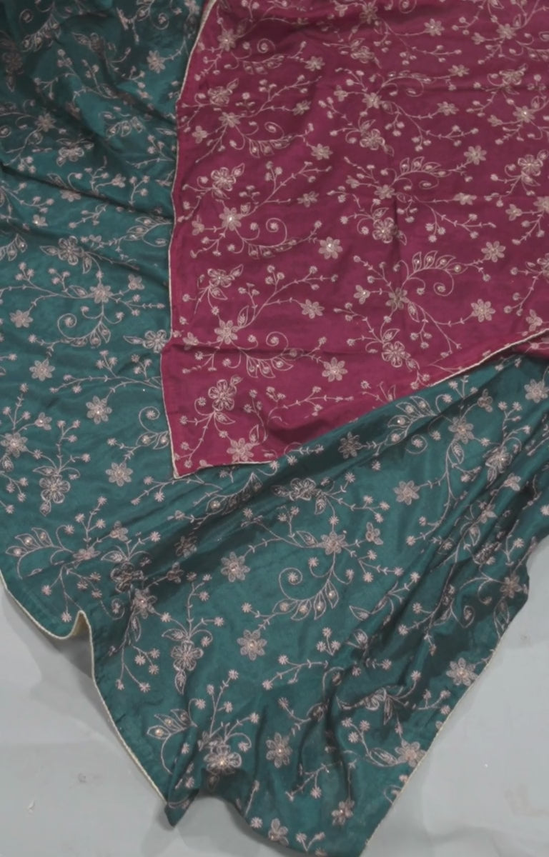 Stunning Soft Chinnon Silk Sharara - Elegant Handwork Embroidery