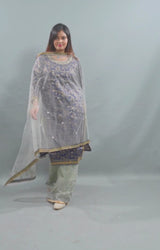 Exquisite Embroidered Palazzo and Salwar kameez Suit in Blue