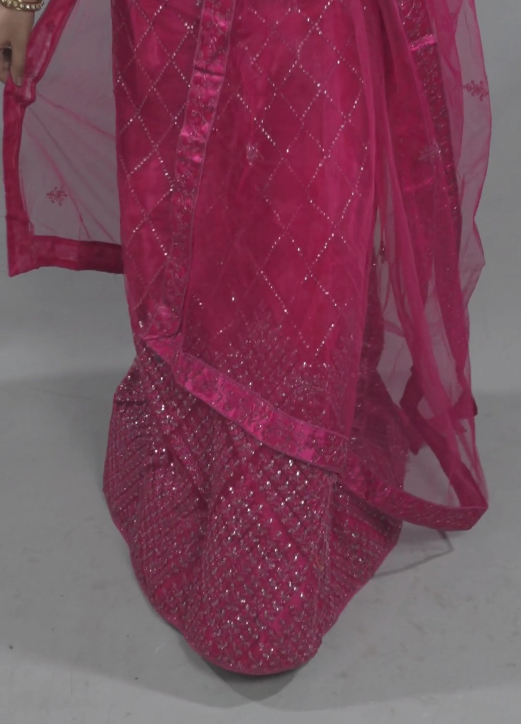 Opulent Soft Net Lehenga with Sequined Crop Top - Pink LEHENGA JCS Fashions