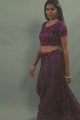 Stunning Net Lehenga Adorned with Stone and Mirror Detailing
