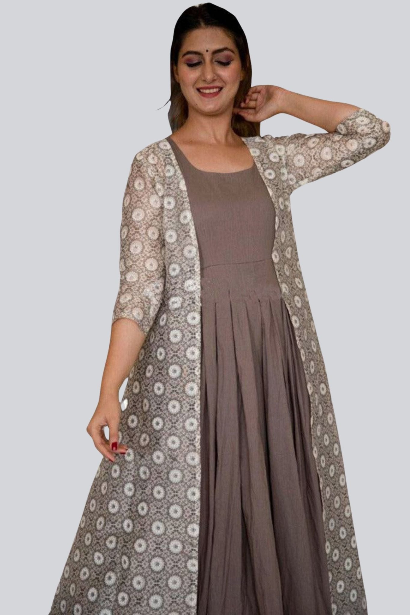 Pure Chanderi and Maslin Gown Set with Digital Print - JCSFashions Kurti JCS Fashions