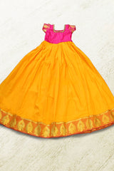 Pure Elegance: Indian Designer Pattu Silk Frock - JCS Fashions GIRLS JCS Fashions Pink 28