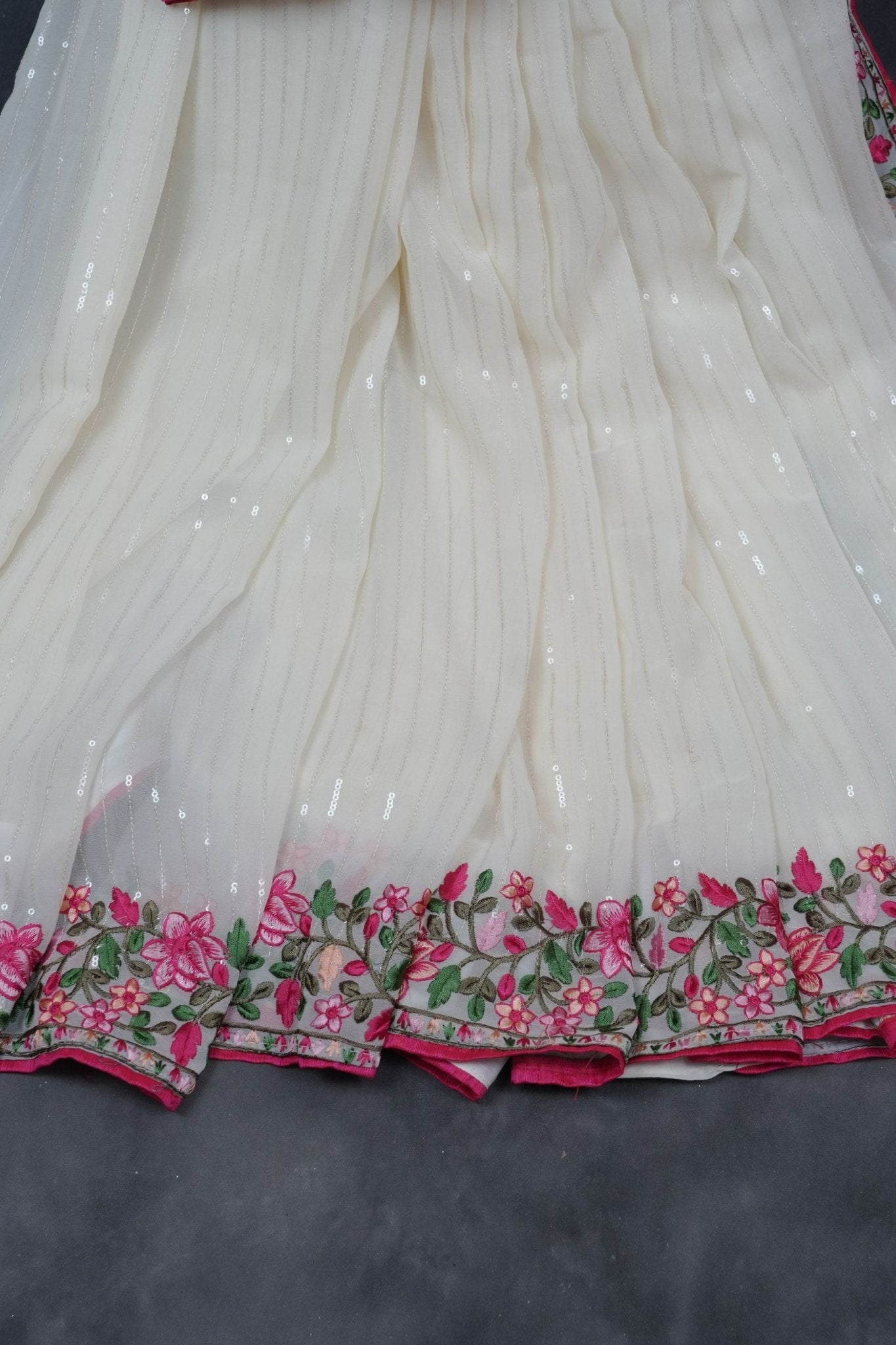 Pure Georgette Saree: Sequin Elegance, Contrast Embroidery and Blouse SAREE JCS Fashions