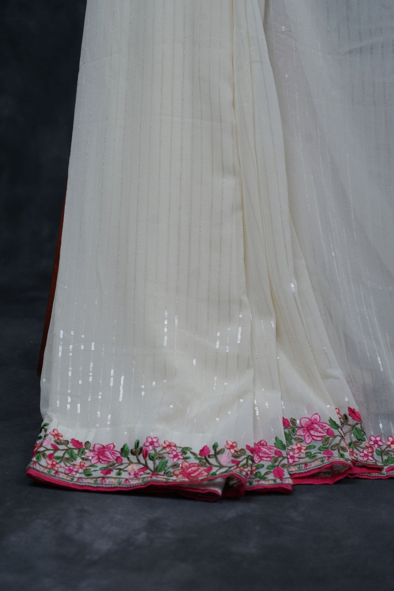 Pure Georgette Saree: Sequin Elegance, Contrast Embroidery and Blouse SAREE JCS Fashions
