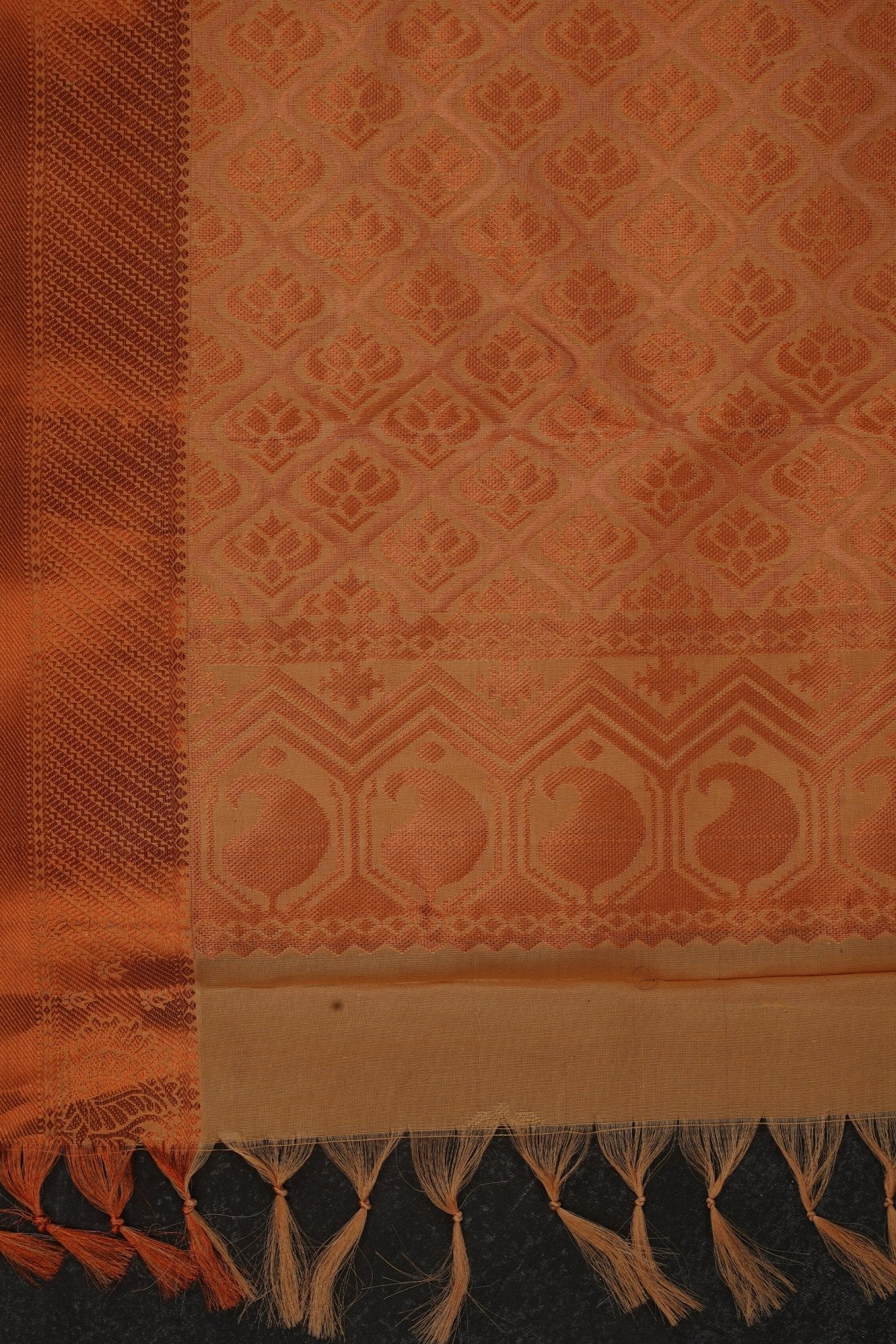 Pure Handloom Silk Saree with Copper Zari Border & Stitched Blouse Saree JCS Fashions