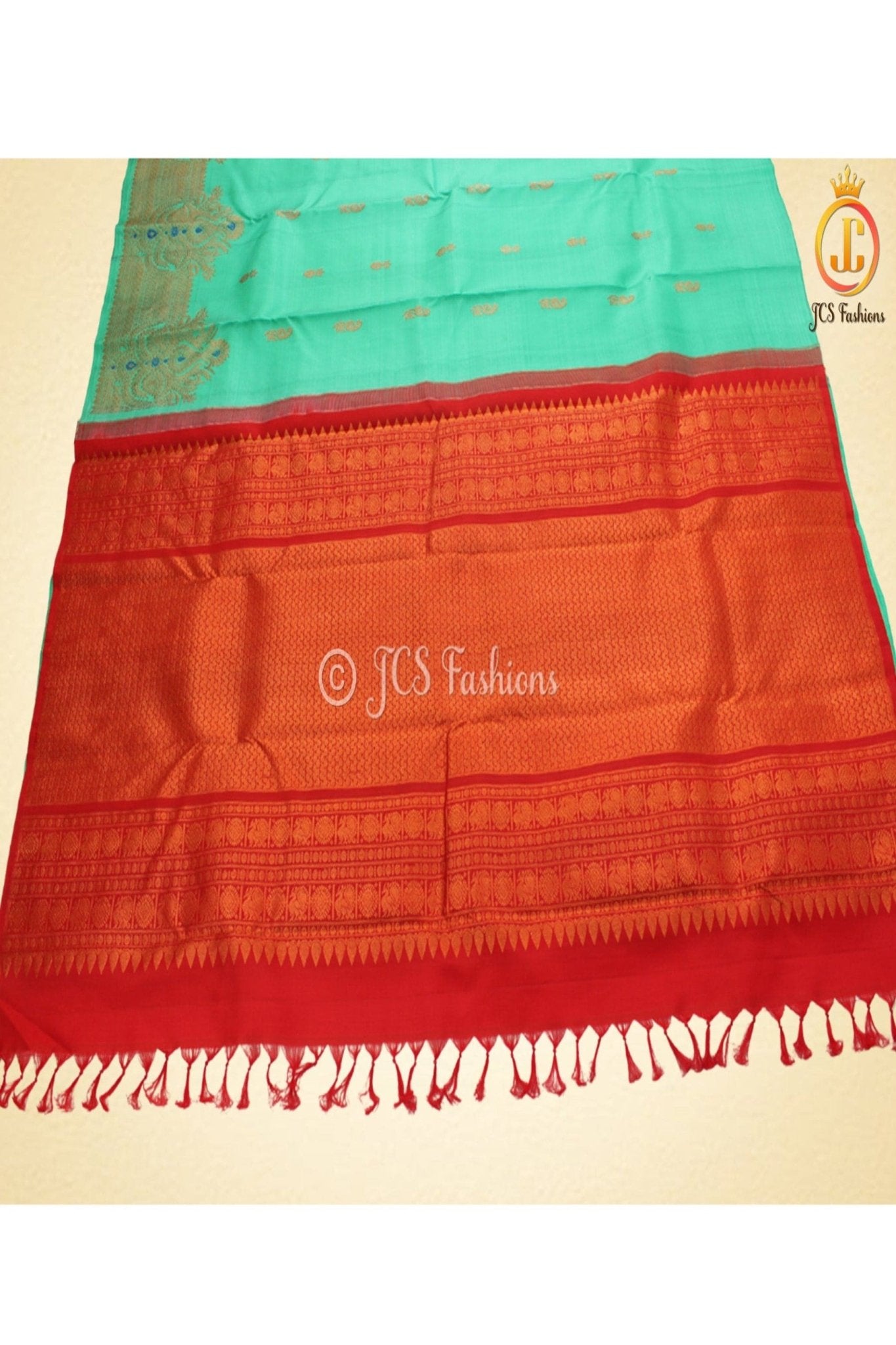Pure Kanchipuram Silk Saree with Stitched Blouse - JCS Fashions