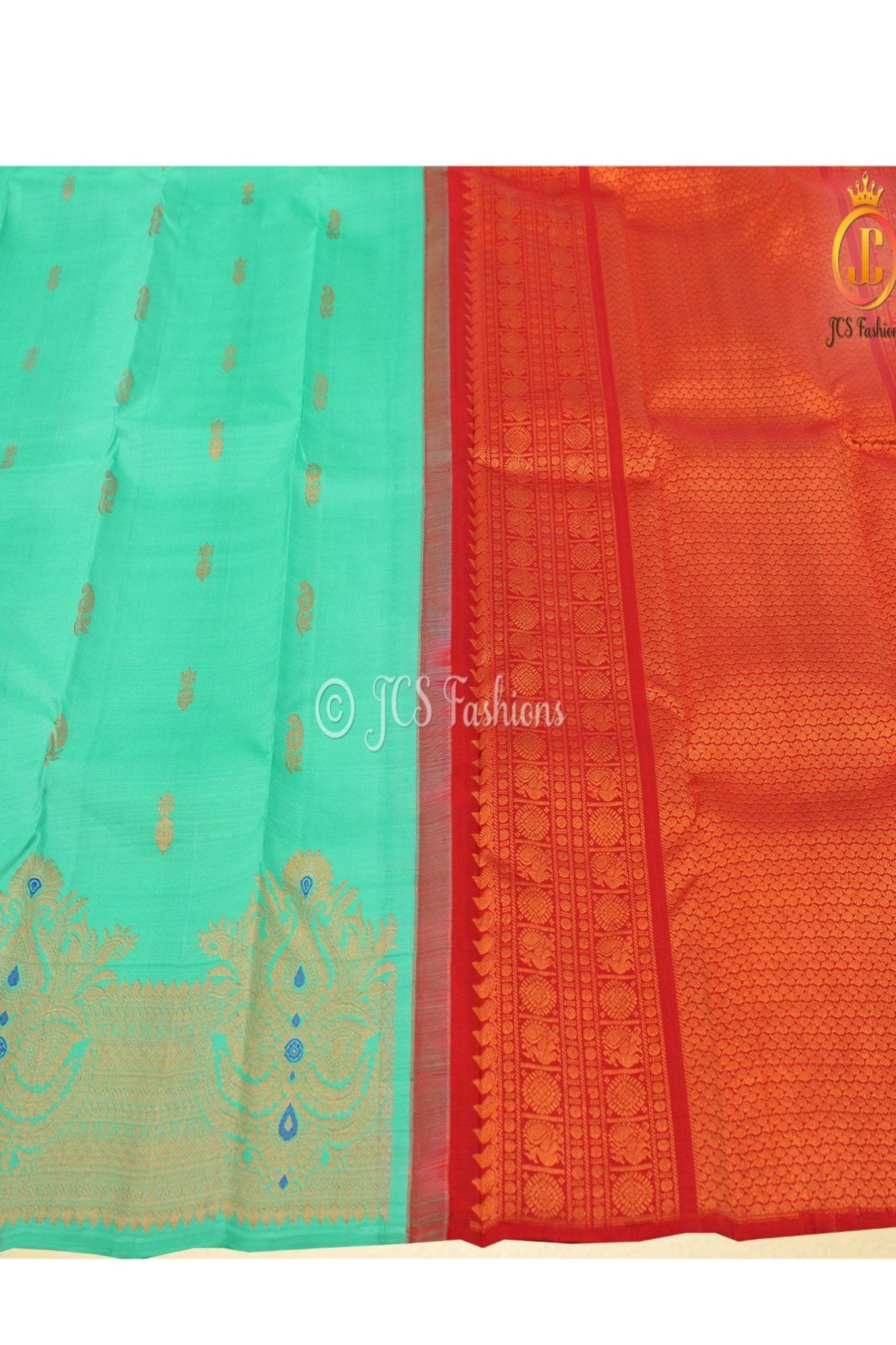 Pure Kanchipuram Silk Saree with Stitched Blouse - JCS Fashions