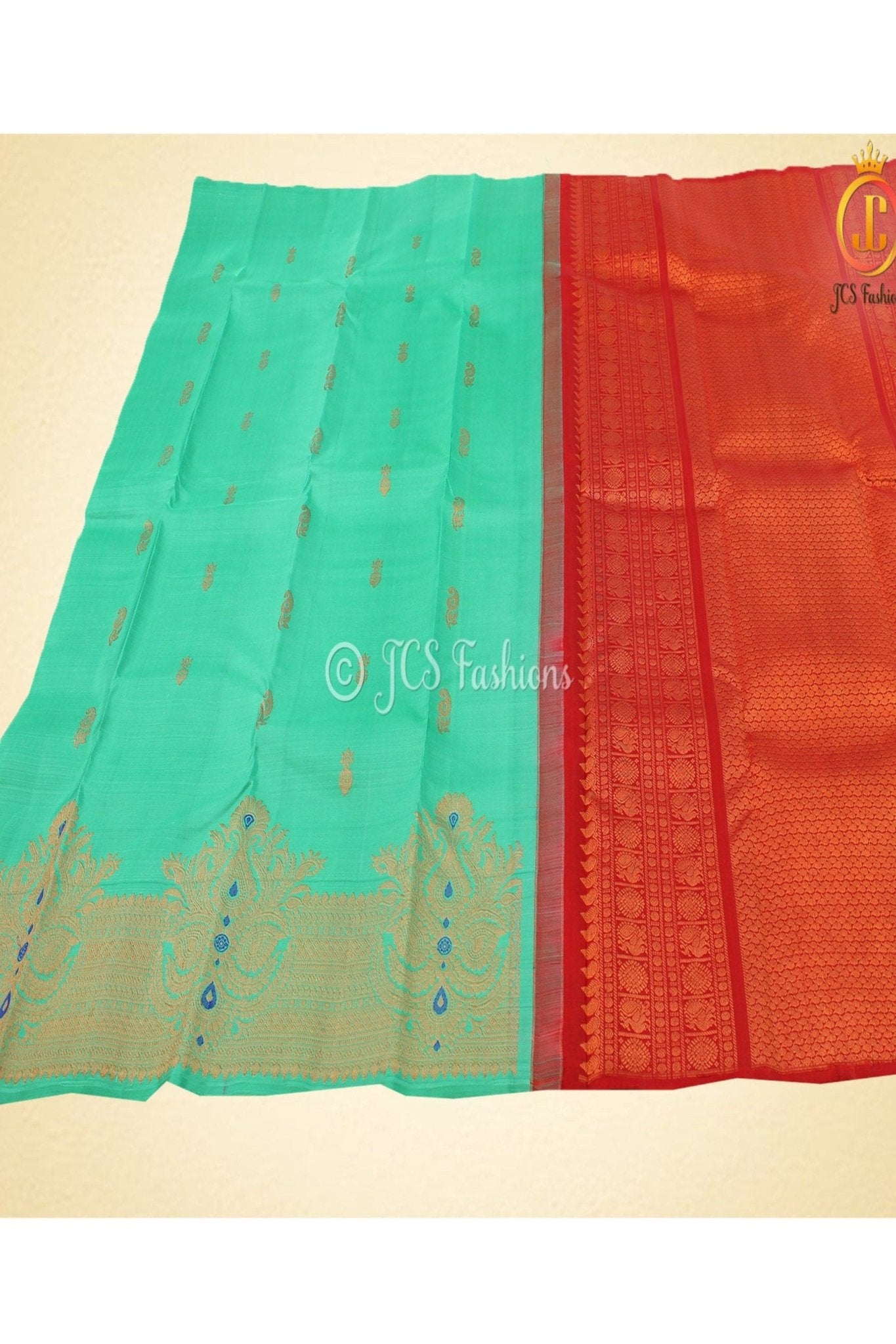 Pure Kanchipuram Silk Saree with Stitched Blouse - JCS Fashions