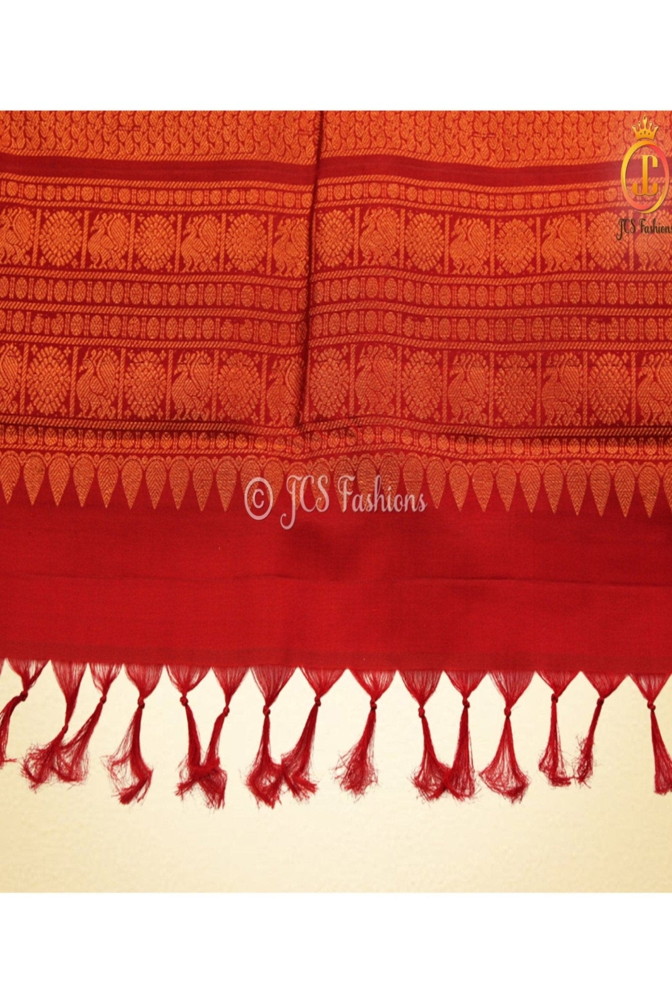 Pure Kanchipuram Silk Saree with Stitched Blouse - JCS Fashions