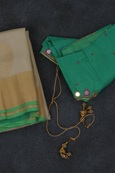 Pure Kanjivaram Soft Silk Saree with Butta Concept and Fully Stitched Blouse SAREE JCS Fashions