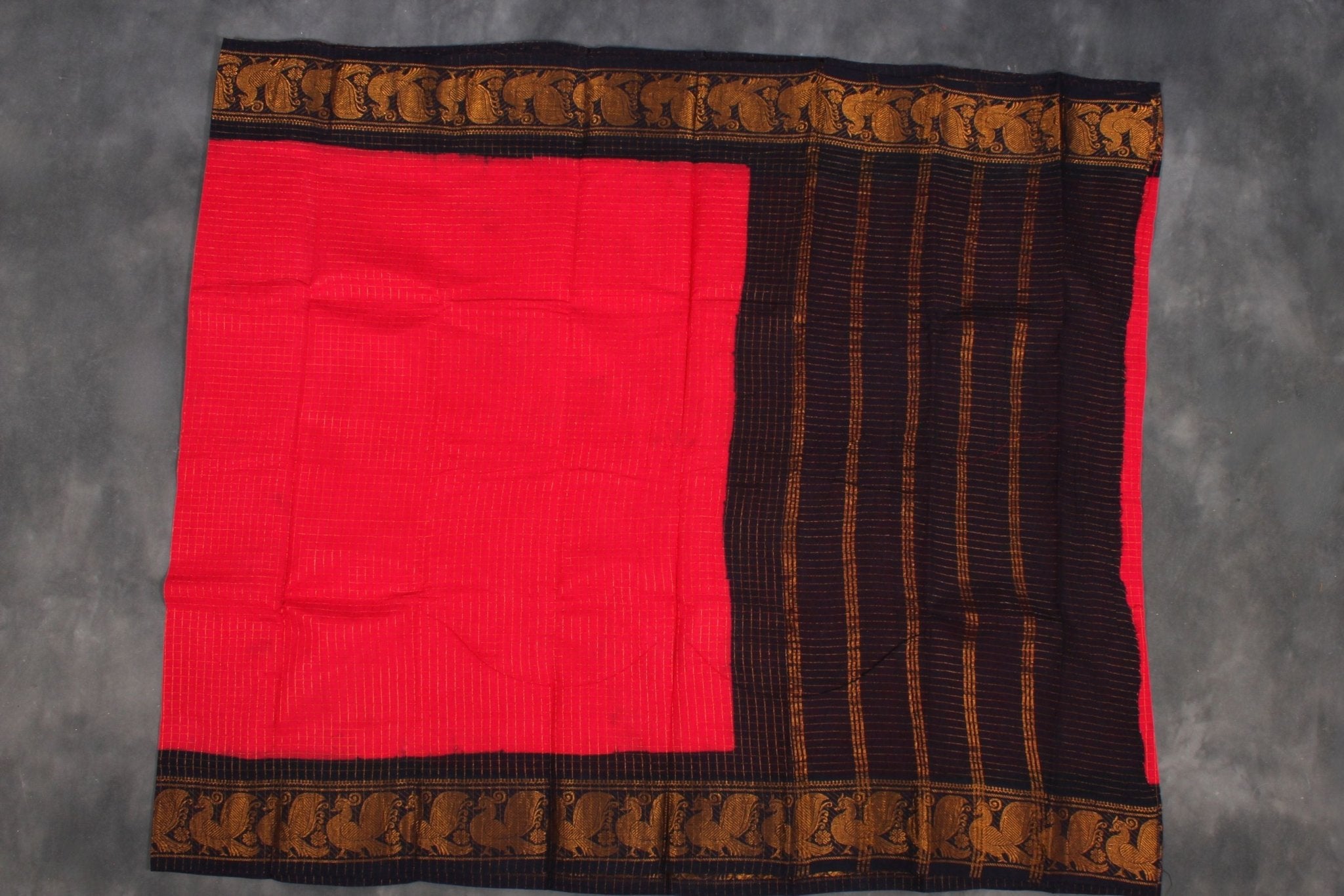 Pure Sungudi Cotton Saree with Golden Checks & Zari Border by JCSFashions Saree JCS Fashions