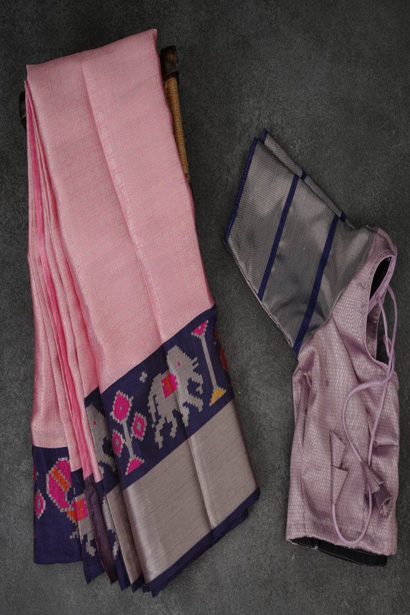 Elegant Royal Banarasi Tissue Saree with Jacquard Blouse - Pink