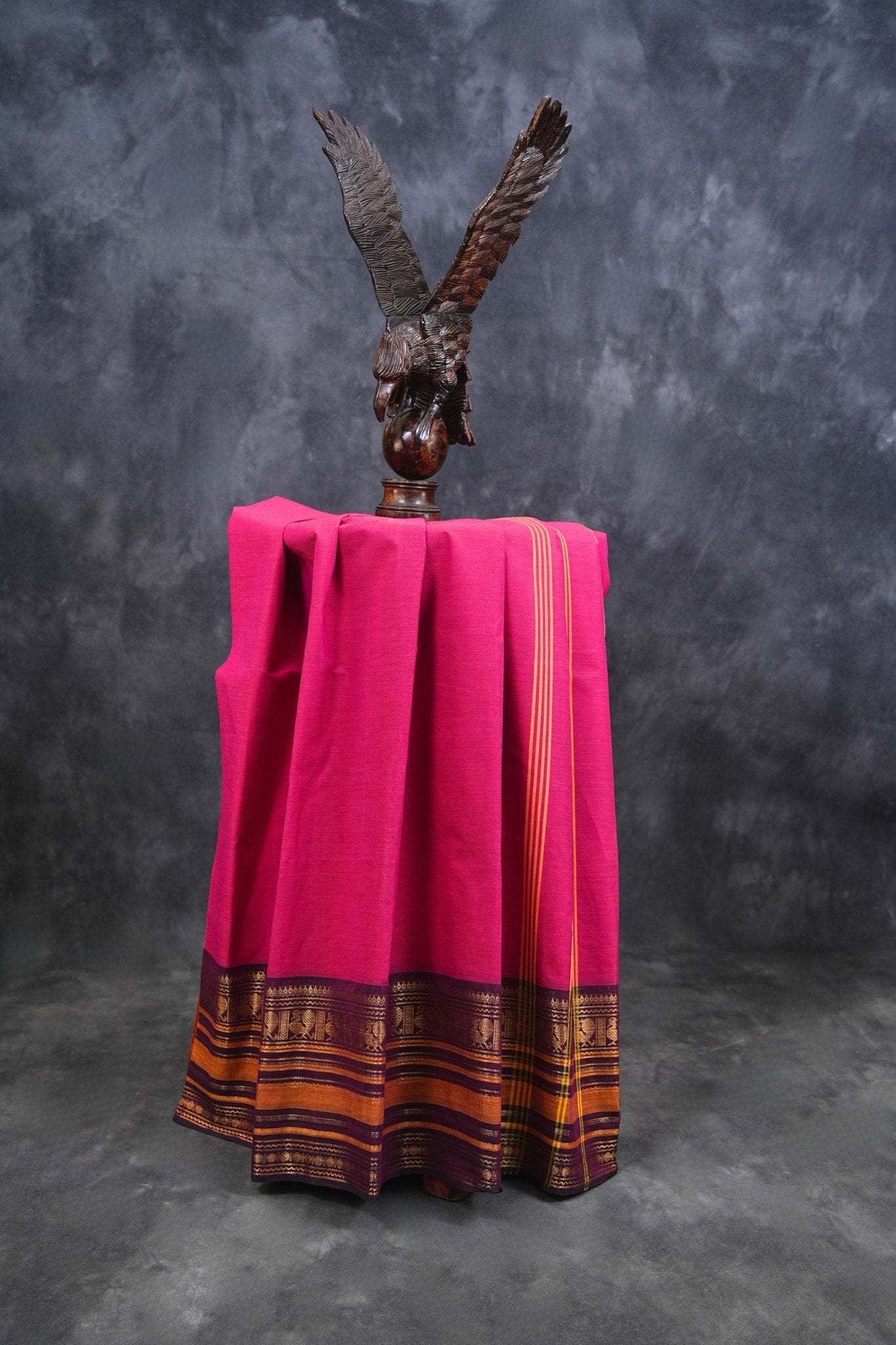 Regal Chettinad Cotton Saree – Traditional Elegance Melds with Modern Saree JCS Fashions Deep Pink 5.5 meters
