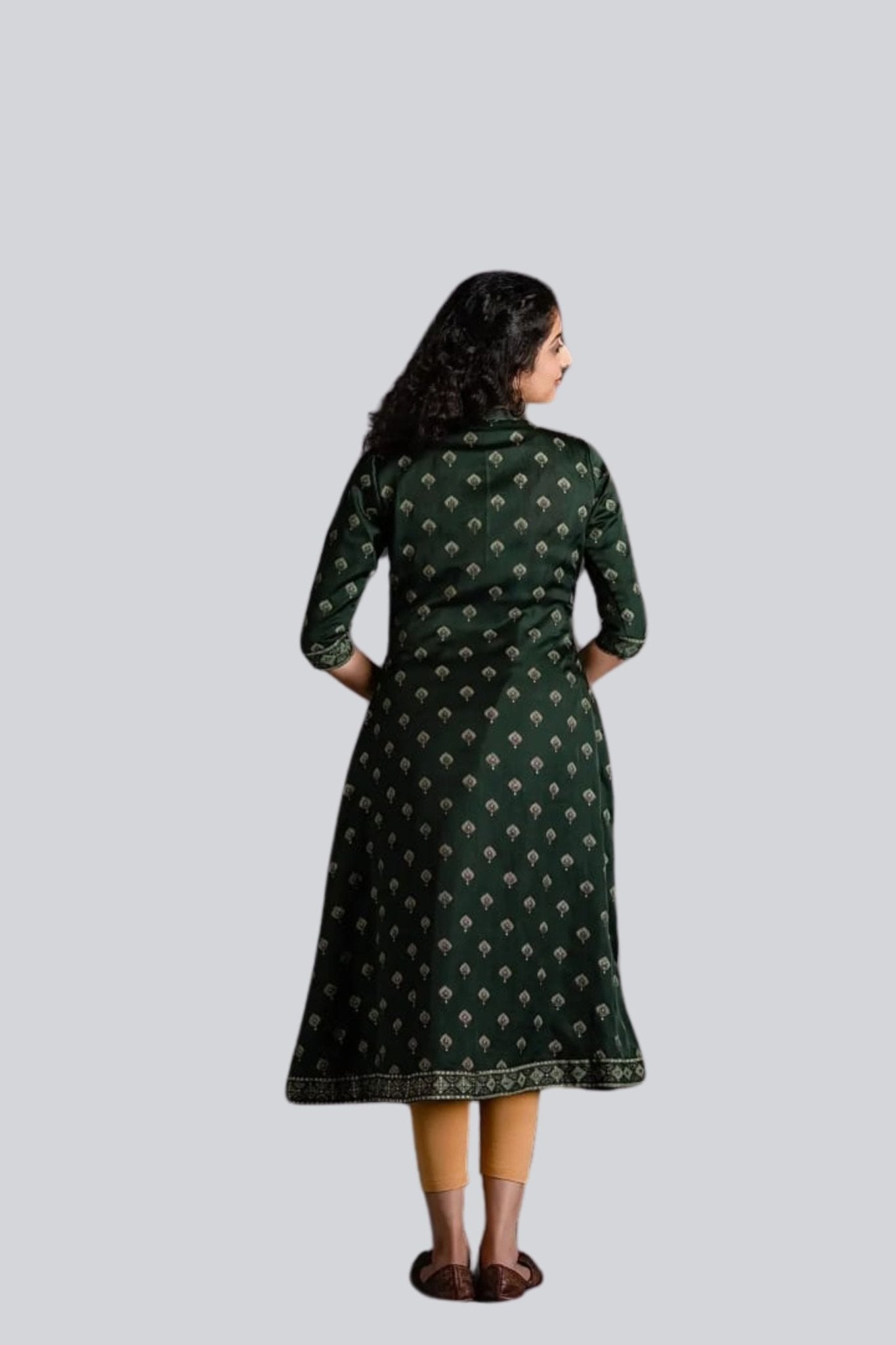 Regal Green Poly Silk Kurti with Stunning Foil Print by JCSFashions KURTI JCS Fashions