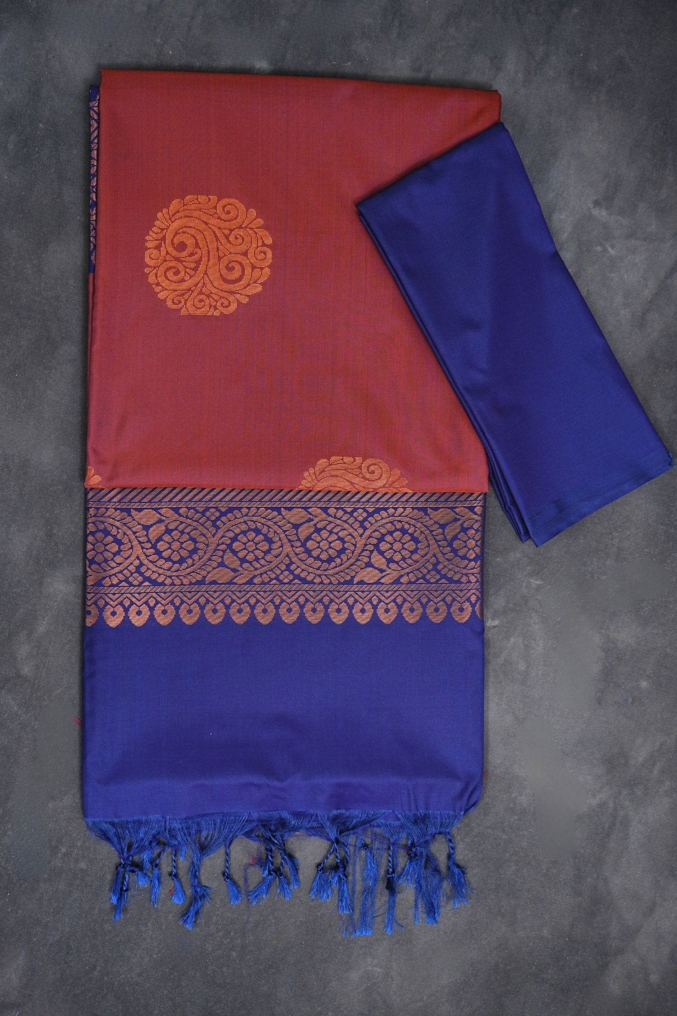 Regal Kanchipuram Blended Silk Saree: Tradition Meets Elegance Saree JCS Fashions Brown 5.5 meters
