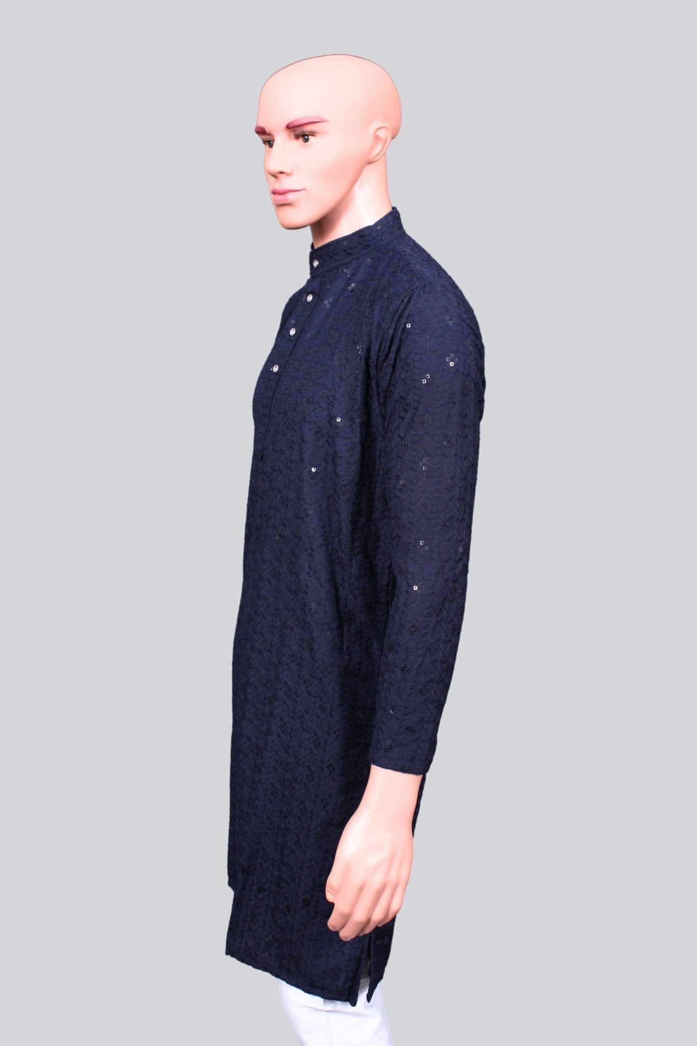 Regal Men's Lakhnavi Kurta with Chikankari Embroidery - JCS Fashions Men JCS Fashions
