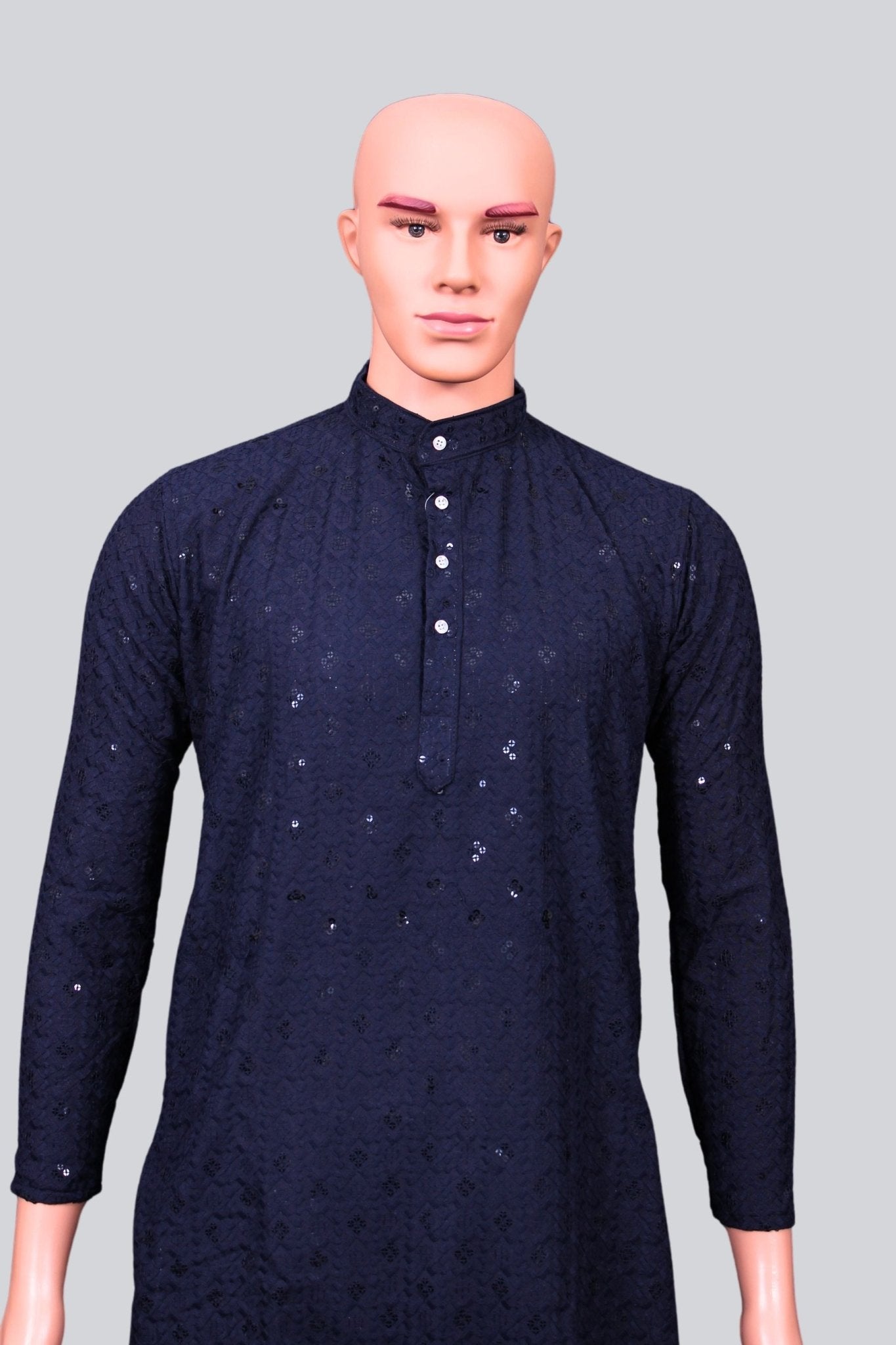 Regal Men's Lakhnavi Kurta with Chikankari Embroidery - JCS Fashions Men JCS Fashions