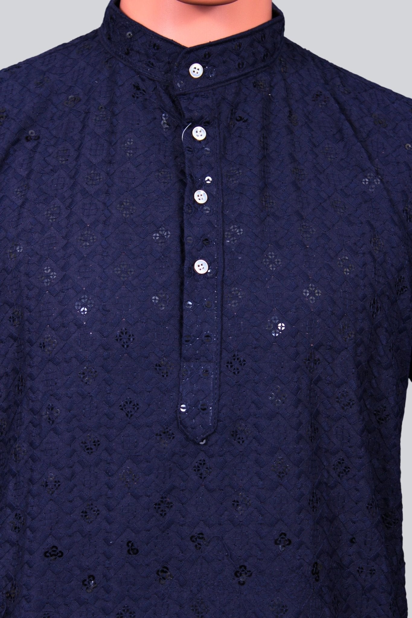 Regal Men's Lakhnavi Kurta with Chikankari Embroidery - JCS Fashions Men JCS Fashions