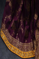 Elegant Festival Saree with Rich Zari Weaves & Trendy Wine Color