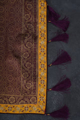 Elegant Festival Saree with Rich Zari Weaves & Trendy Wine Color