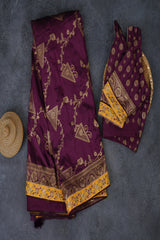 Elegant Festival Saree with Rich Zari Weaves & Trendy Wine Color