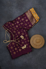 Elegant Festival Saree with Rich Zari Weaves & Trendy Wine Color