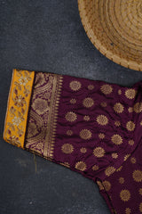 Elegant Festival Saree with Rich Zari Weaves & Trendy Wine Color